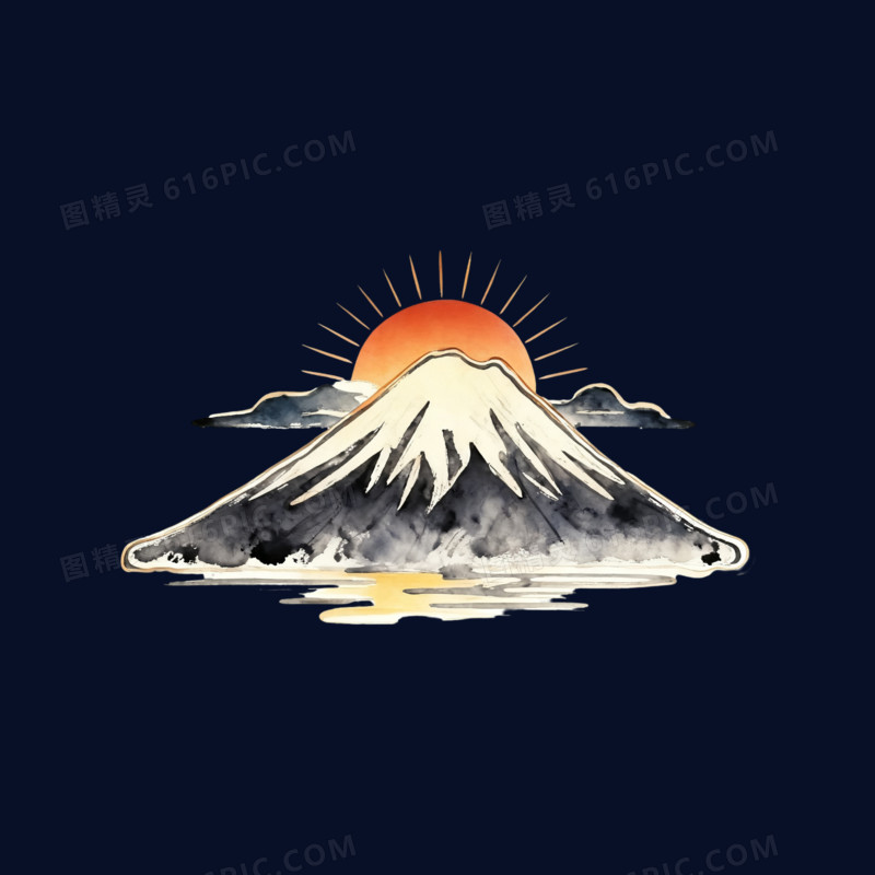 国潮风远山山脉免抠元素