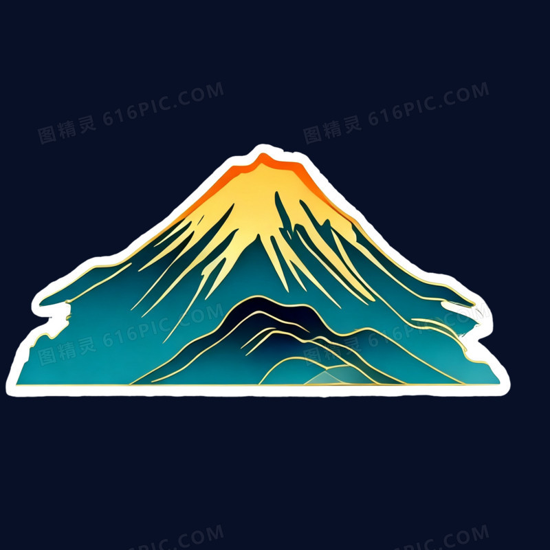 国潮风远山山脉免抠元素