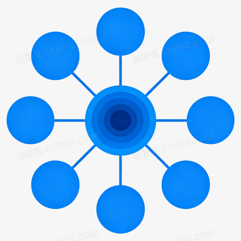 蓝色思维导图PPT元素免抠元素