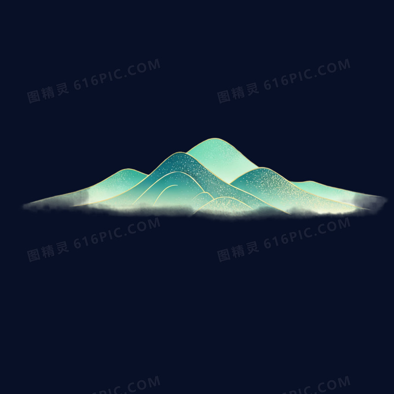 国潮风远山山脉免抠元素