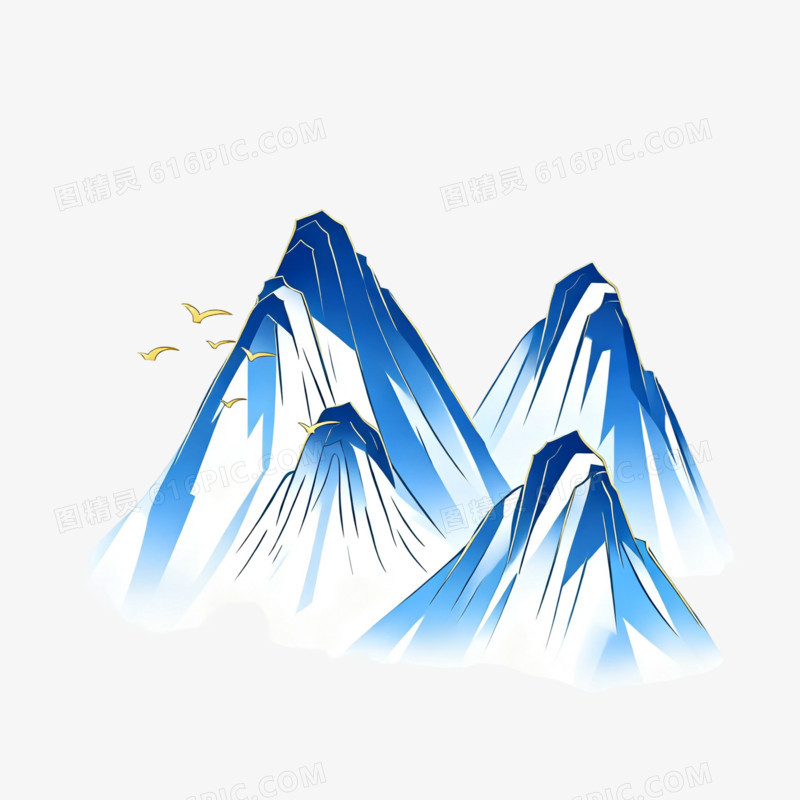 国潮风远山山脉免抠元素