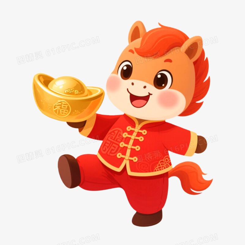 插画风格马年IP形象免抠元素