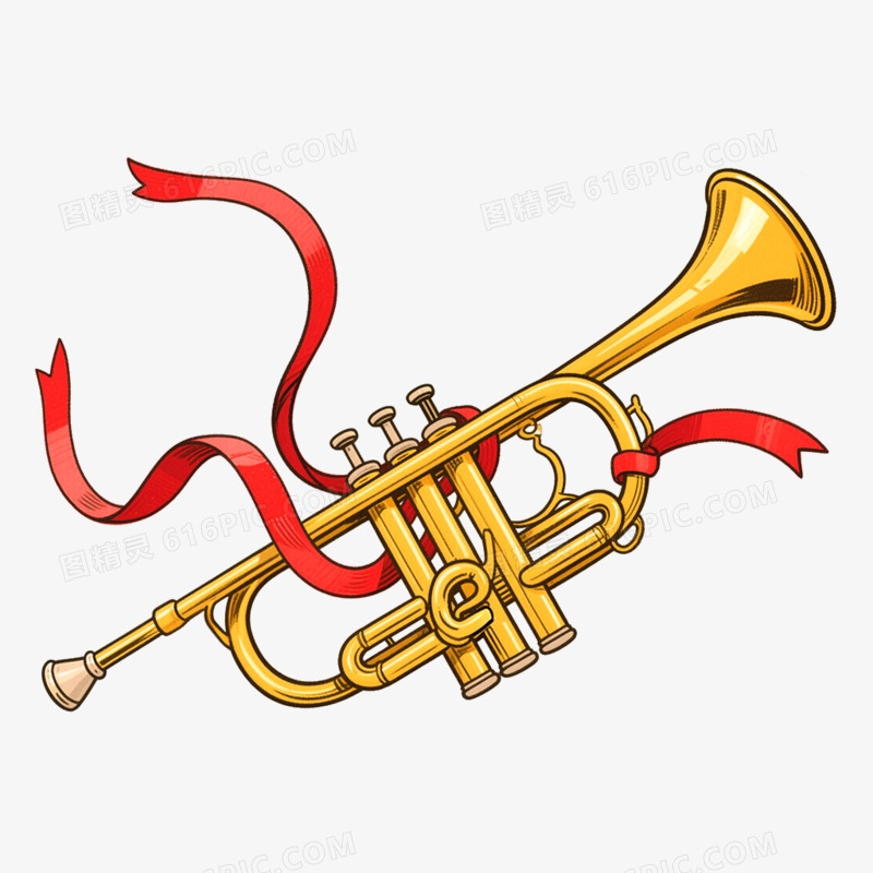 小号号角红绸党政免抠元素