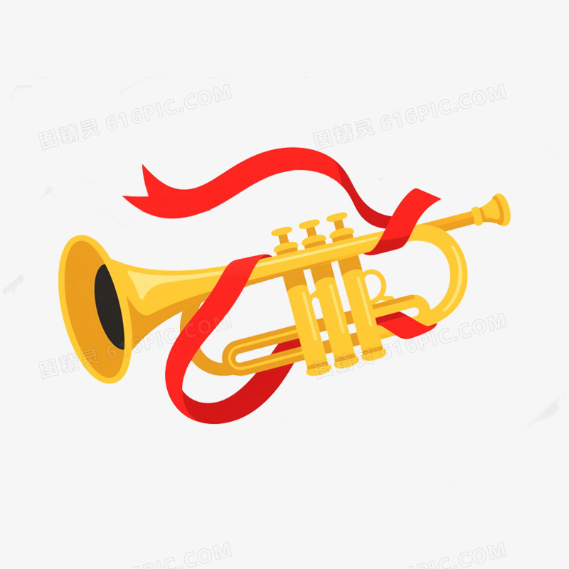 小号号角红绸党政免抠元素