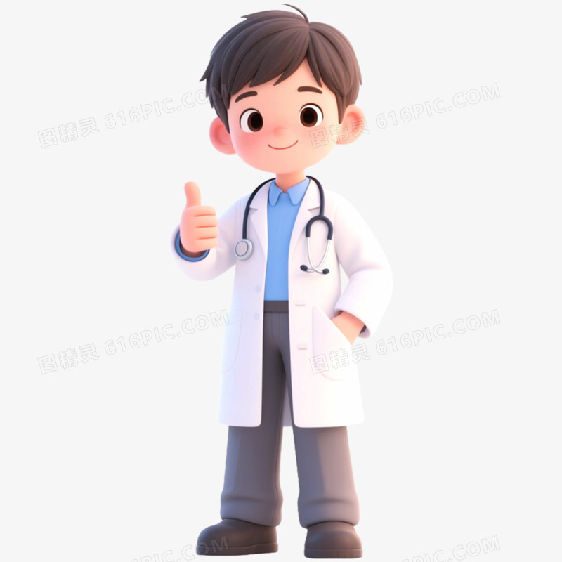 3D立体医生职业形象免抠元素