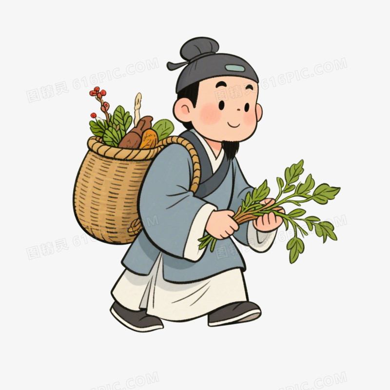 卡通插画李时珍采药免抠元素