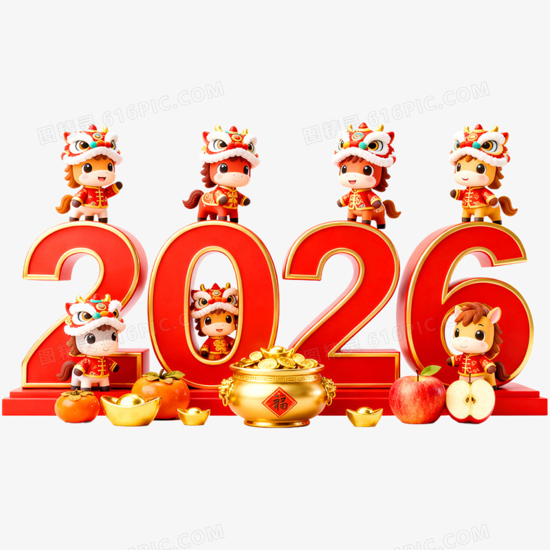 创意喜庆2026合成艺术字免抠元素