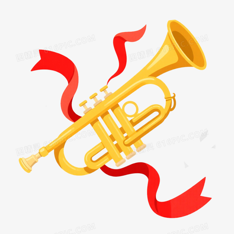 小号号角红绸党政免抠元素