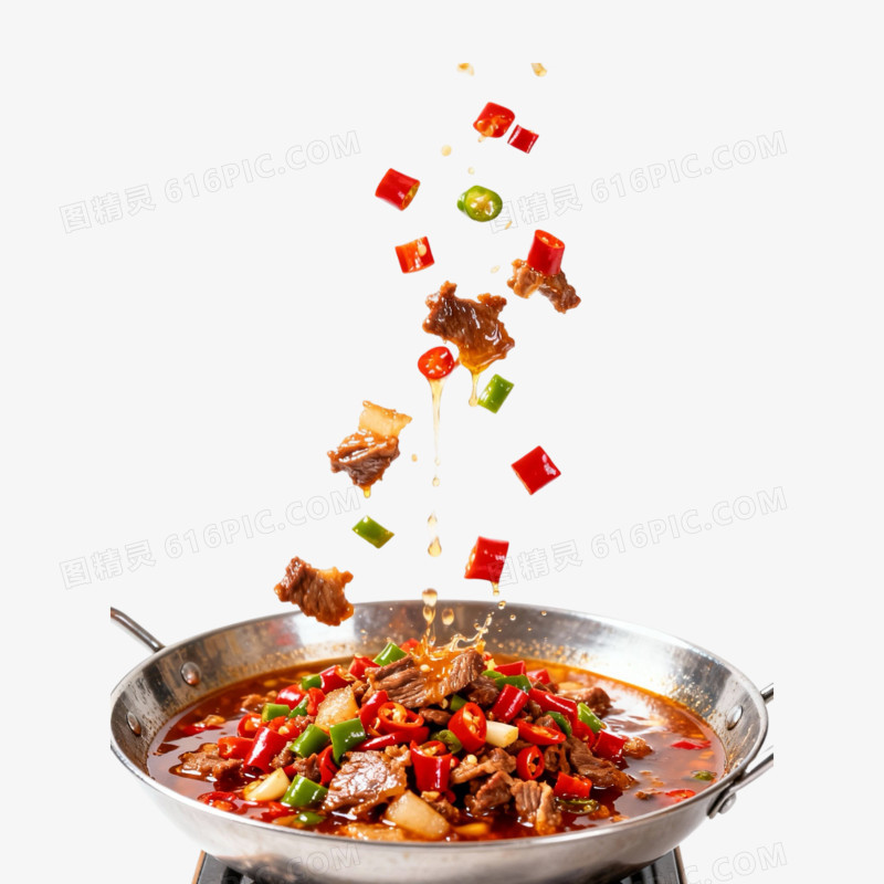 商业摄影辣椒炒肉食物食材免抠元素