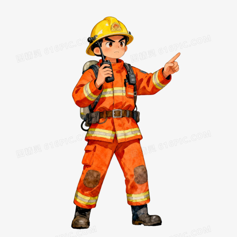 卡通手绘风消防安全免抠元素