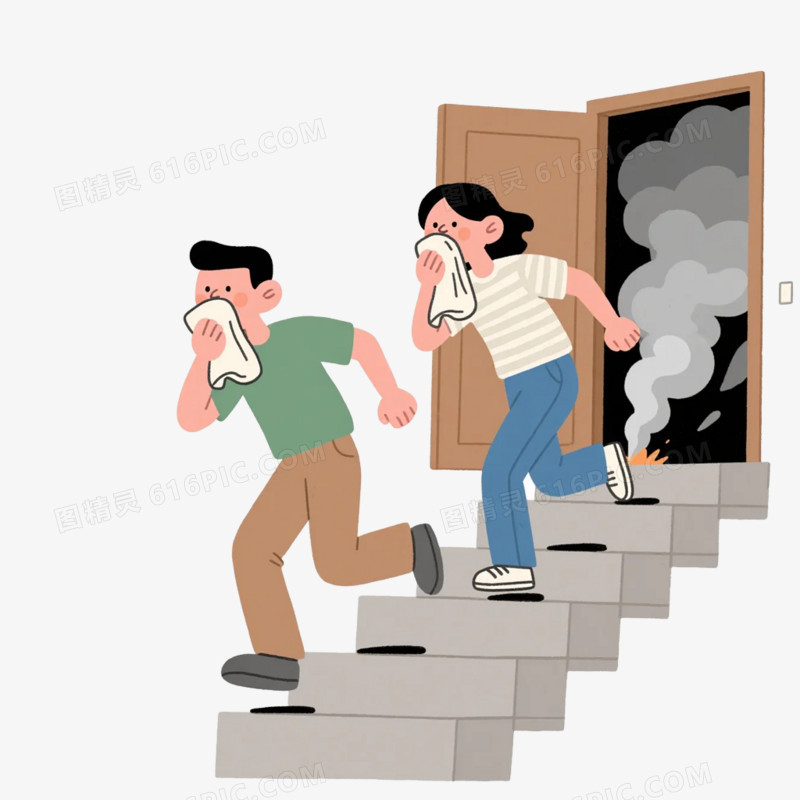 卡通插画风消防场景免抠元素