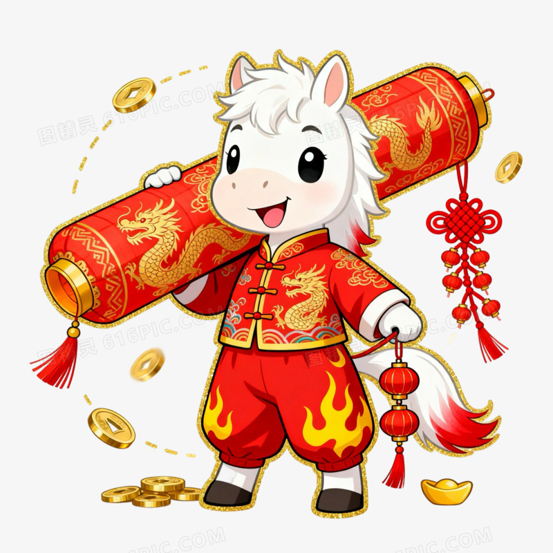 喜庆马年小马IP形象免抠元素
