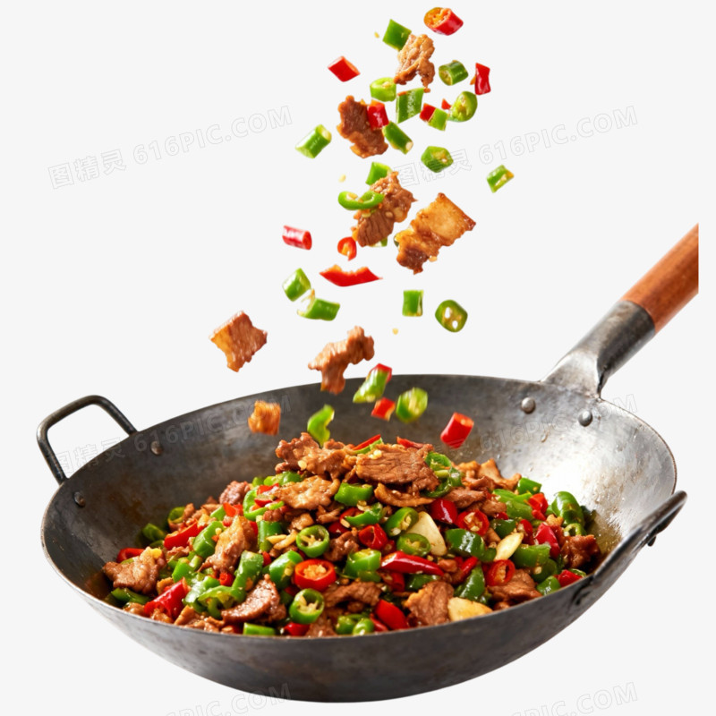 商业摄影辣椒炒肉食物食材免抠元素