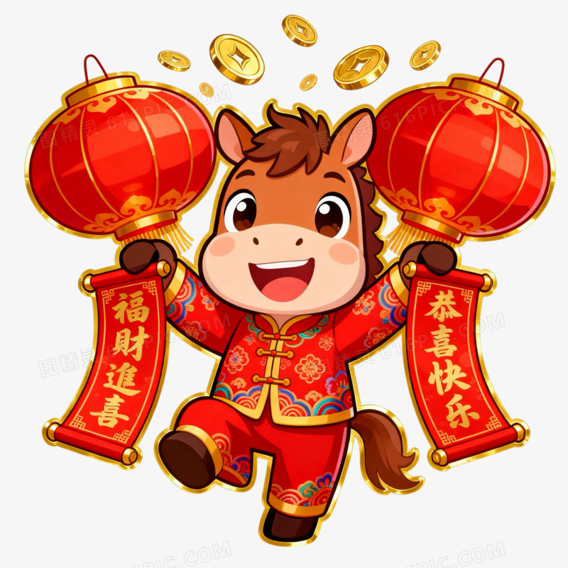 喜庆马年小马IP形象免抠元素