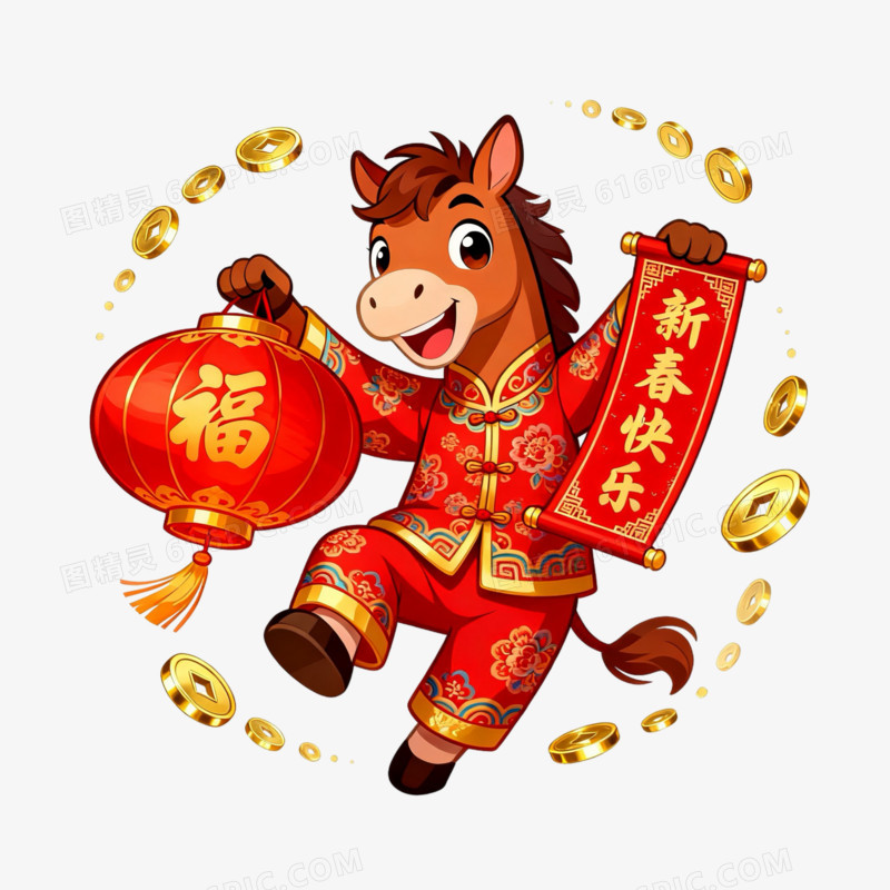 喜庆马年小马IP形象免抠元素
