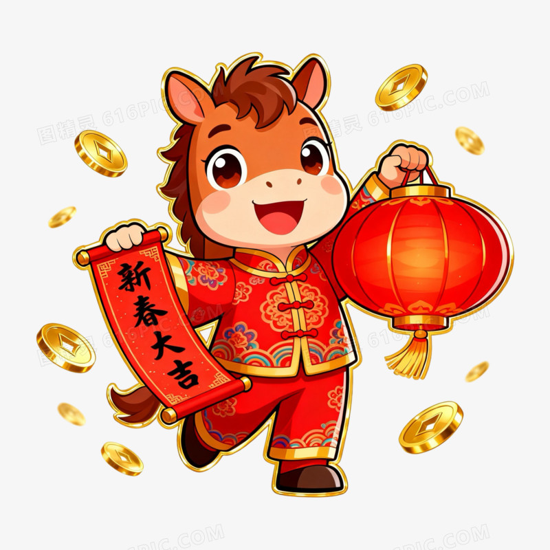 喜庆马年小马IP形象免抠元素