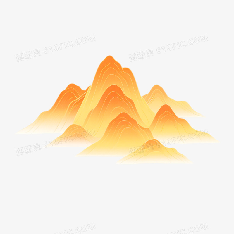 国潮插画风格山脉免抠元素