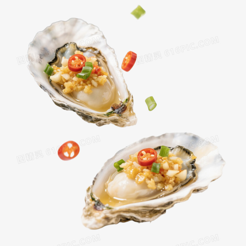 摄影风两个烤生蚝免抠元素