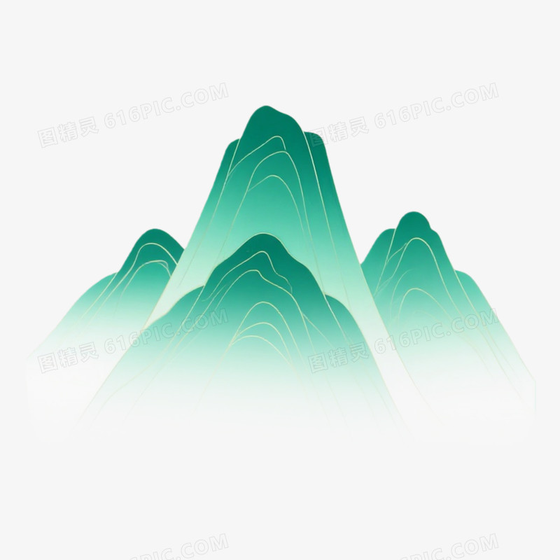 国潮插画风格山脉免抠元素