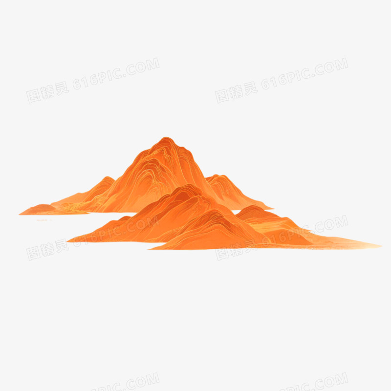 国潮插画风格山脉免抠元素