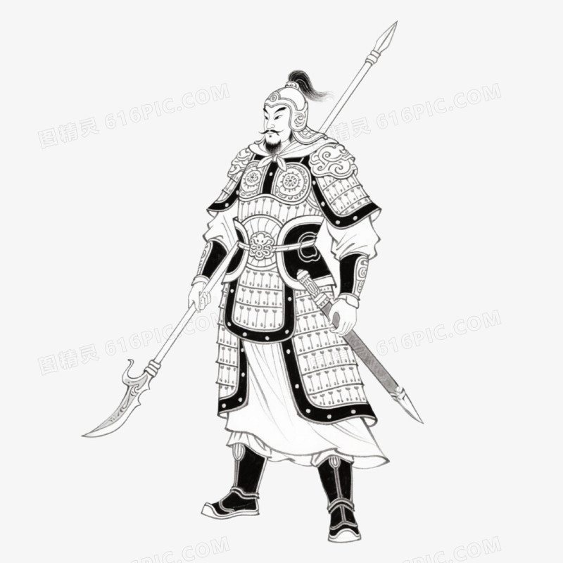 插画风格岳飞免抠元素