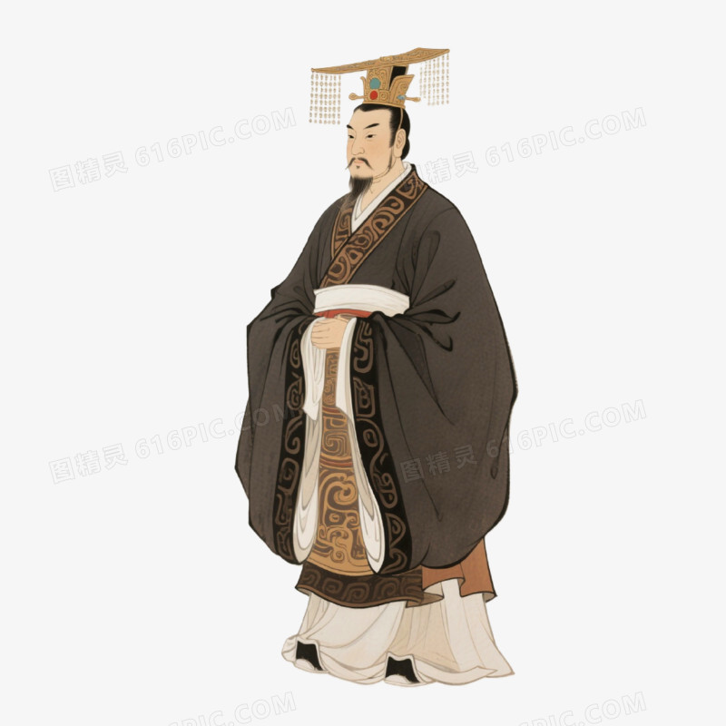 插画风格秦始皇免抠元素