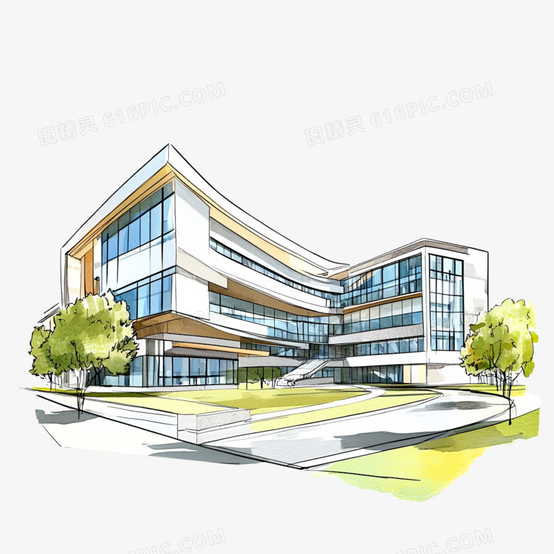 卡通手绘楼房建筑免抠元素