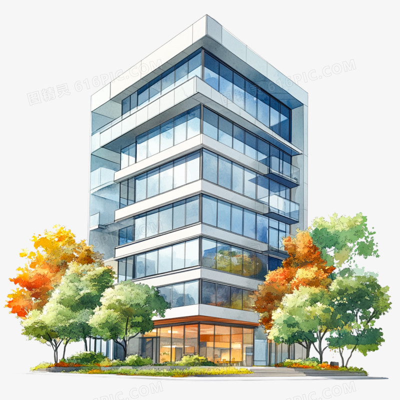 卡通手绘楼房建筑免抠元素