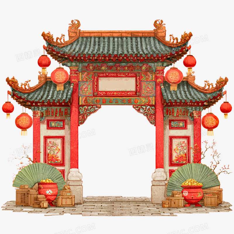 3d牌坊牌楼建筑免抠元素