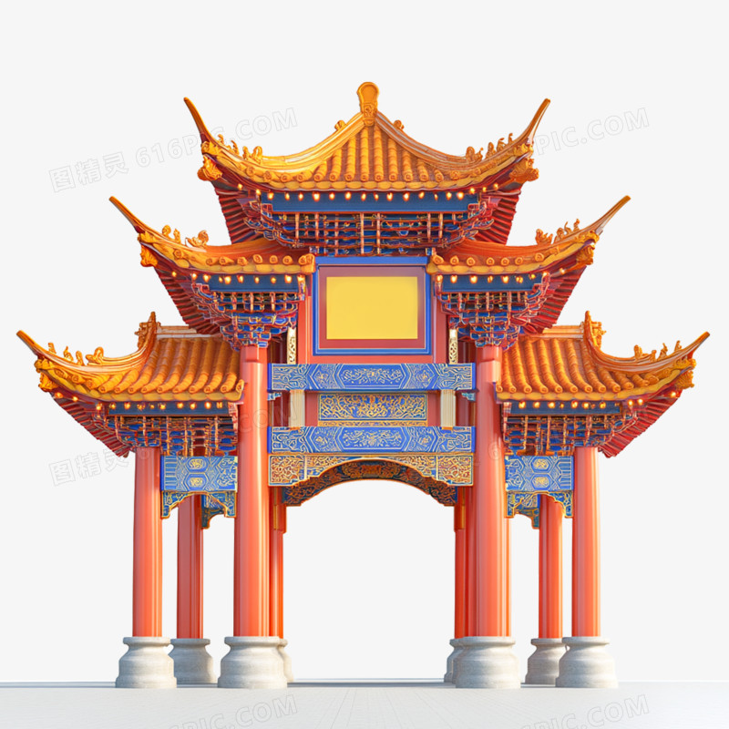 3d牌坊牌楼建筑免抠元素