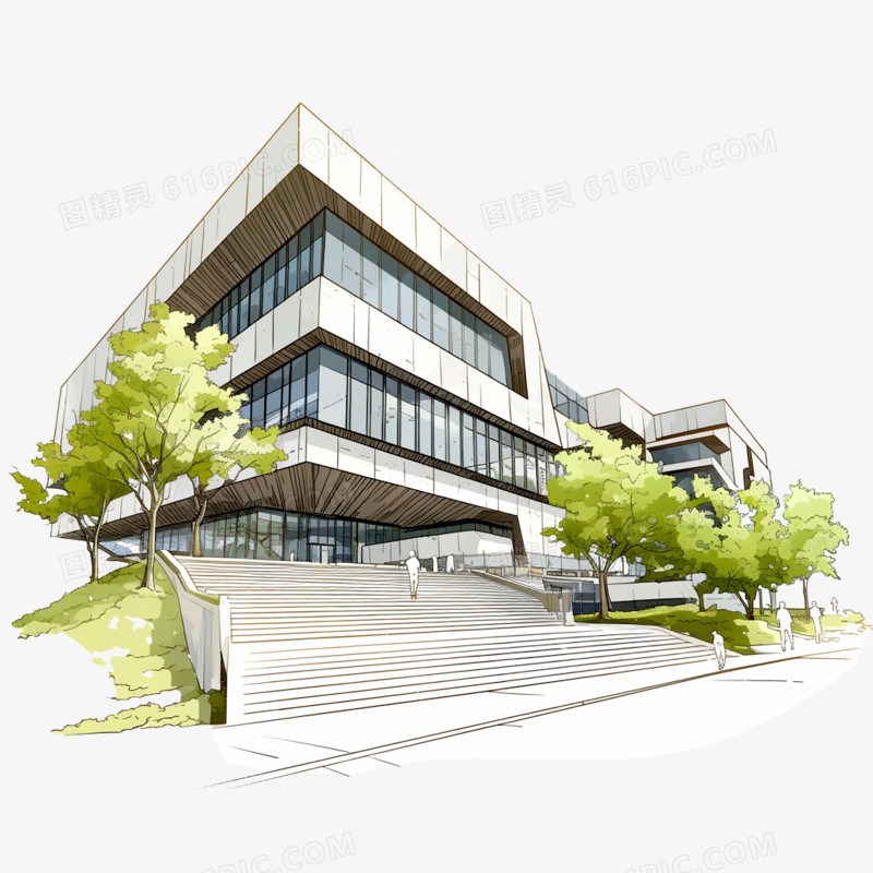 卡通手绘楼房建筑免抠元素