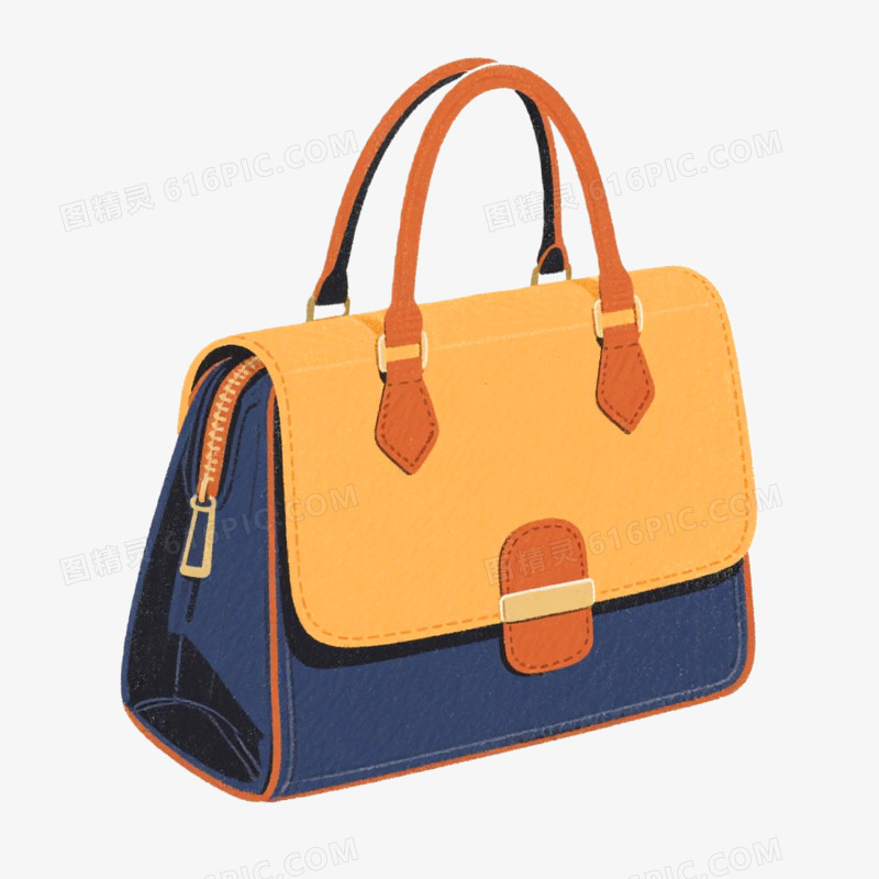 手绘插画风格手提包免抠元素