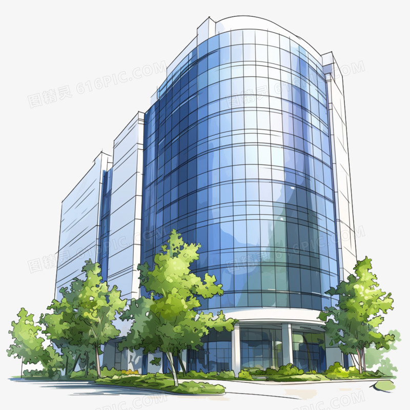 卡通手绘楼房建筑免抠元素