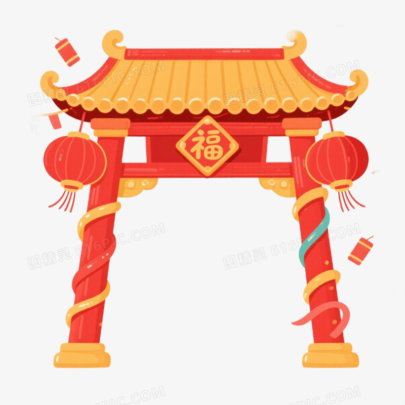 新年牌坊龙门免抠元素