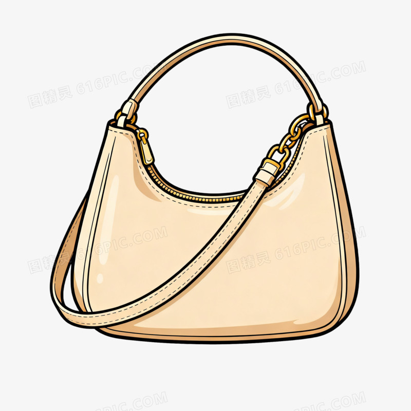 卡通米色腋下包免抠元素