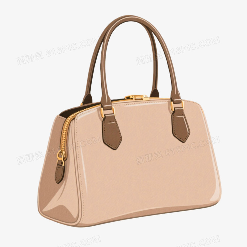 插画风格女士手提包免抠元素