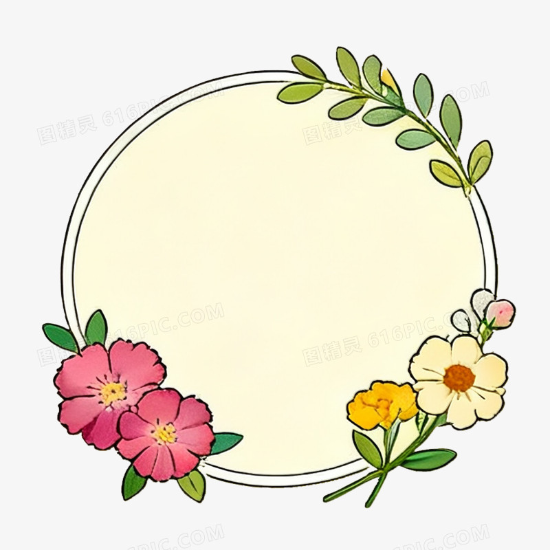 可爱花朵花卉边框免抠元素