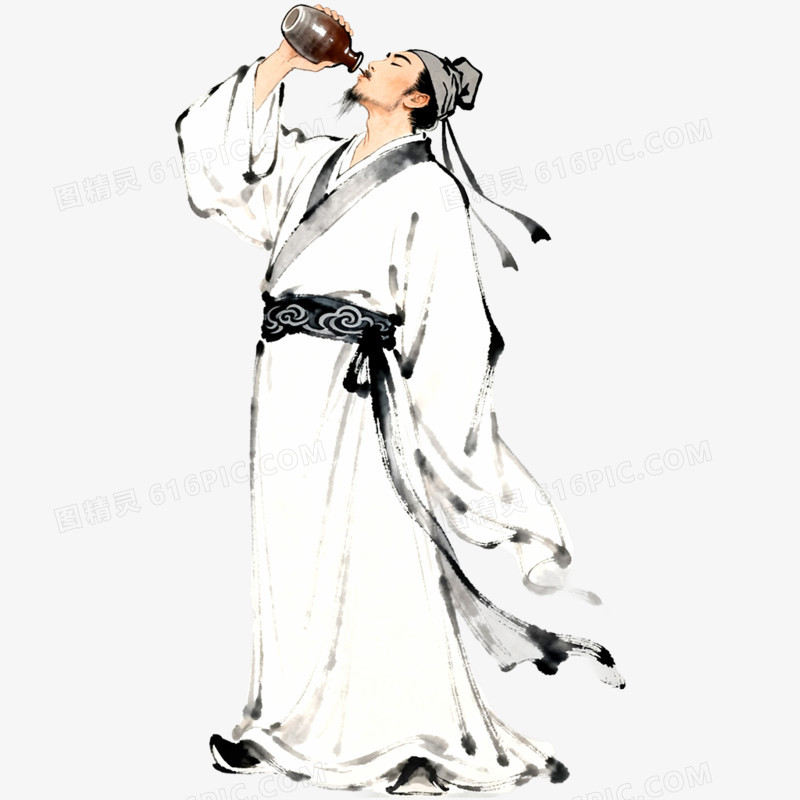卡通手绘历史人物李白免抠元素