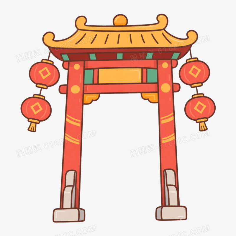 新年牌坊龙门免抠元素