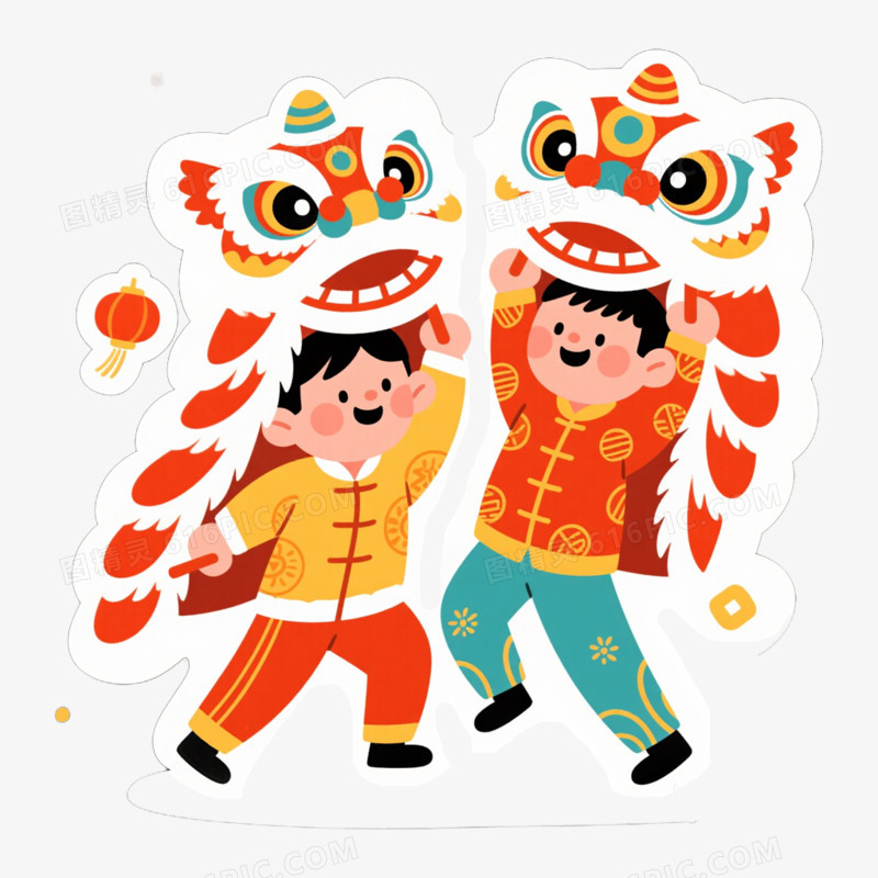 新年舞狮免抠元素