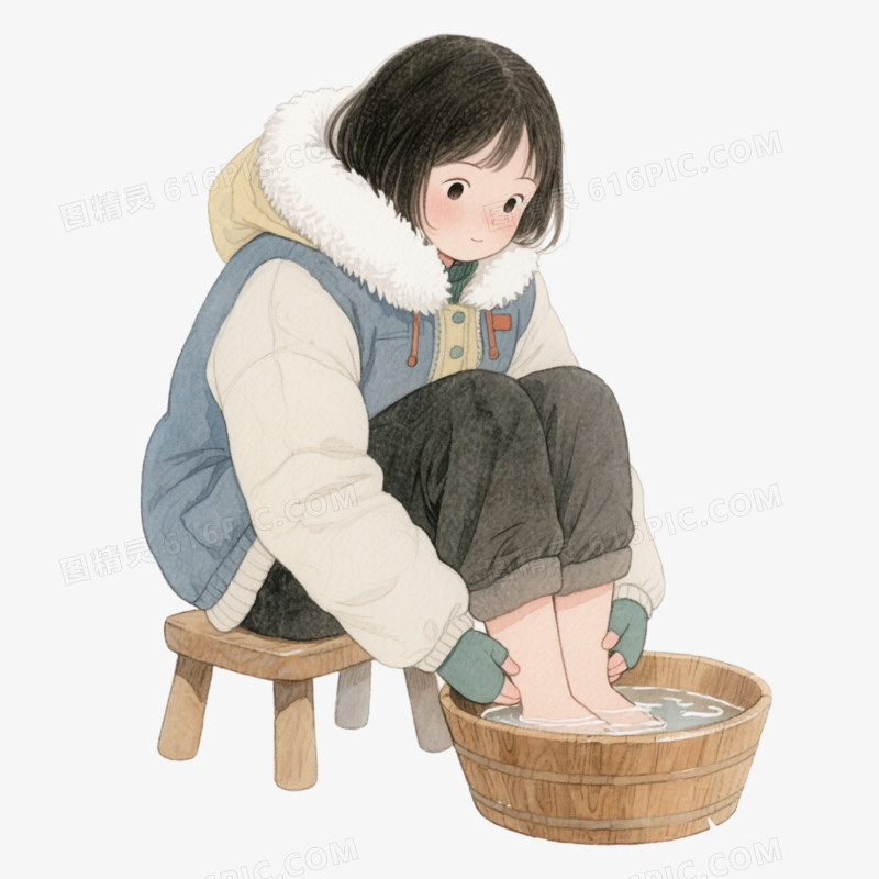 冬季养生足疗足浴泡脚免抠元素