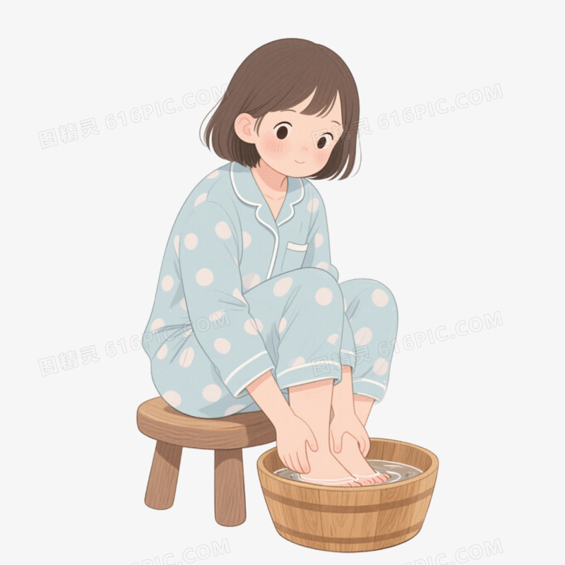 冬季养生足疗足浴泡脚免抠元素