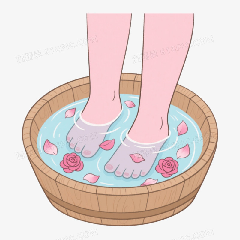 冬季养生足疗足浴泡脚免抠元素