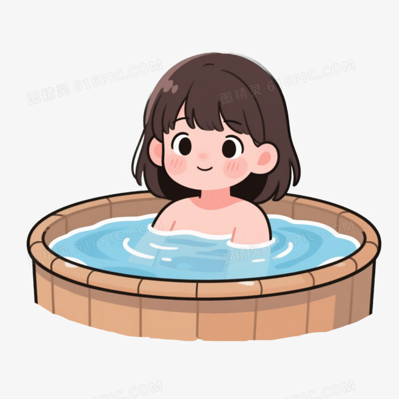 冬季养生泡温泉免抠元素