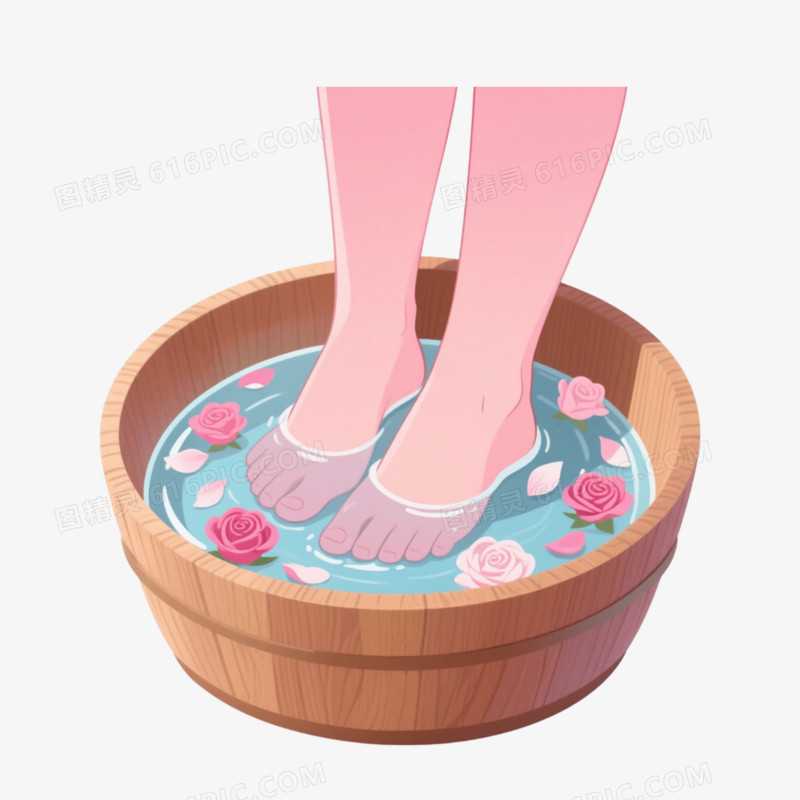 冬季养生足疗足浴泡脚免抠元素