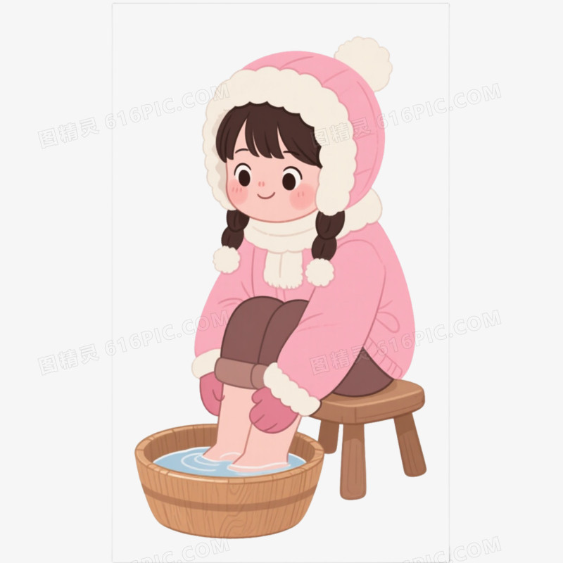 冬季养生足疗足浴泡脚免抠元素