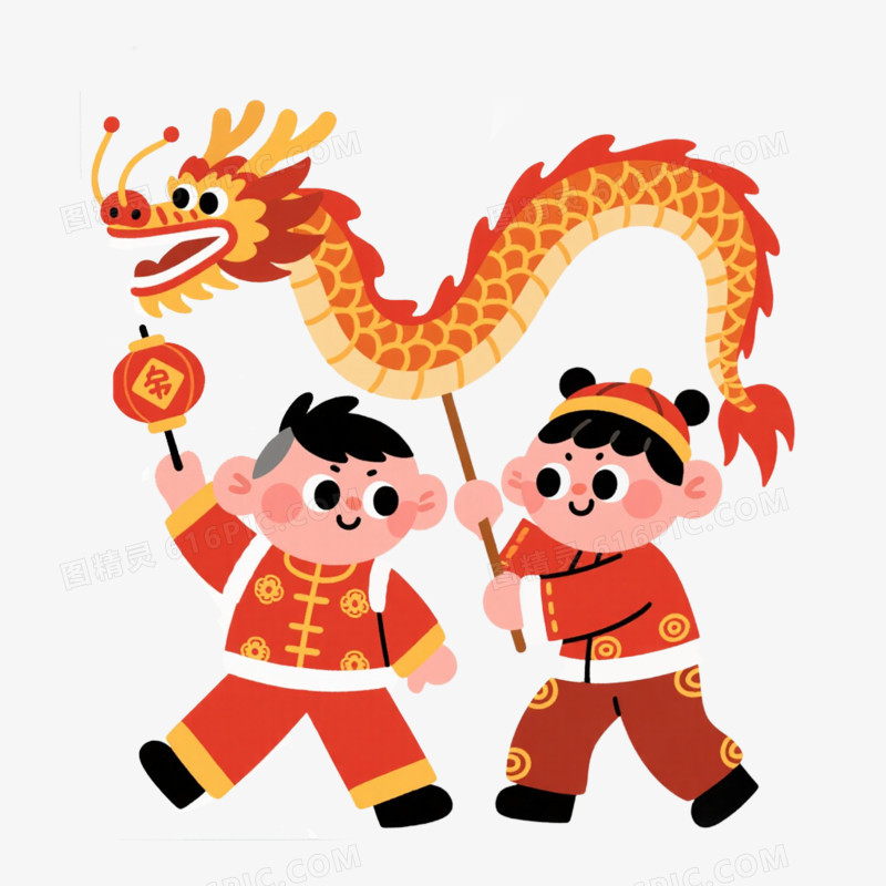 新年舞狮舞龙免抠元素