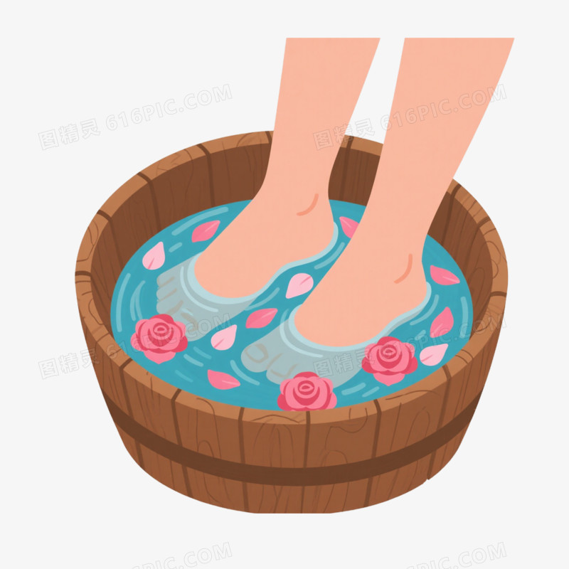 冬季养生足疗足浴泡脚免抠元素