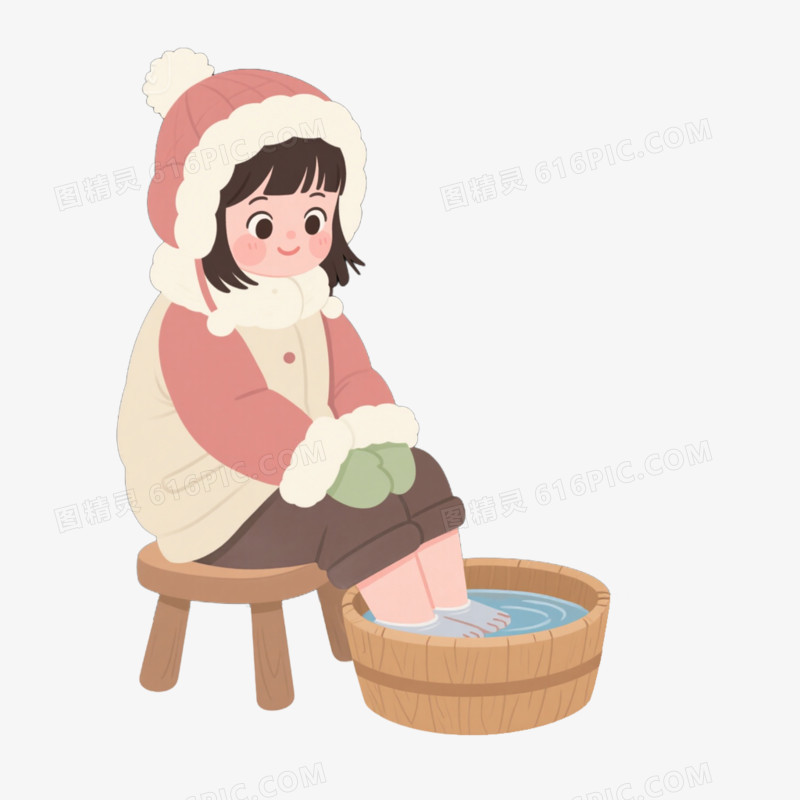 冬季养生足疗足浴泡脚免抠元素