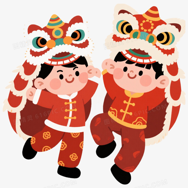 新年舞狮免抠元素
